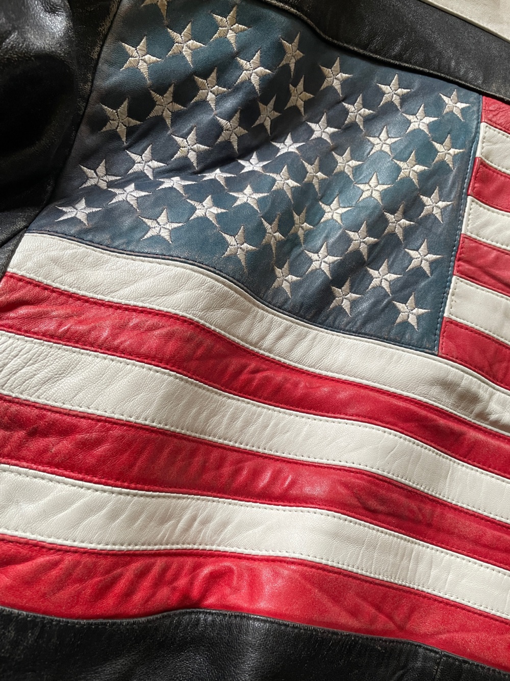 Vintage Michael Hoban USA Flag Leather Jacket circa 1982 - Picture 4 of 8
